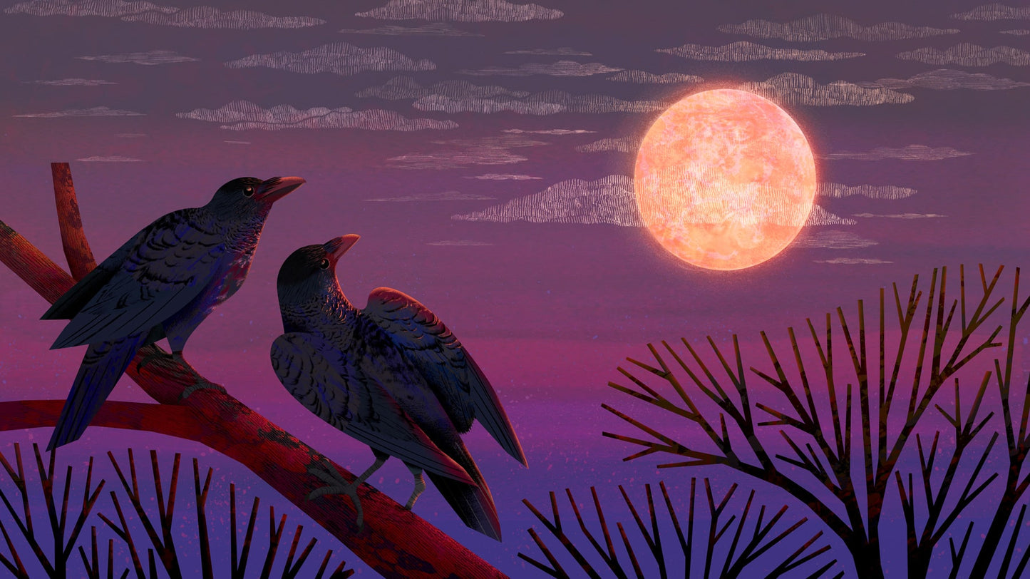 Crows & Moon | Art Print