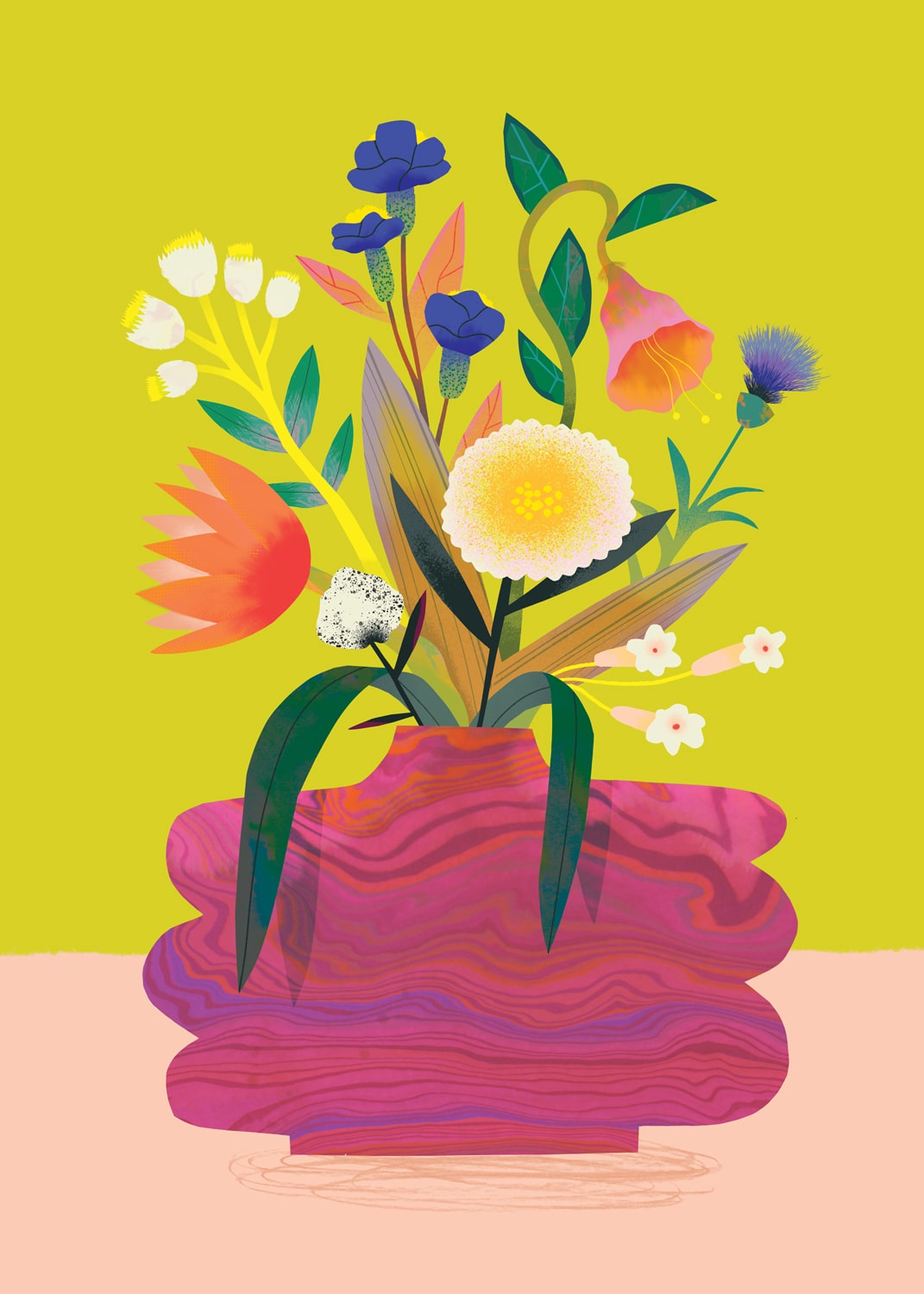 Flower Bunch Lime | Device Wallpaper