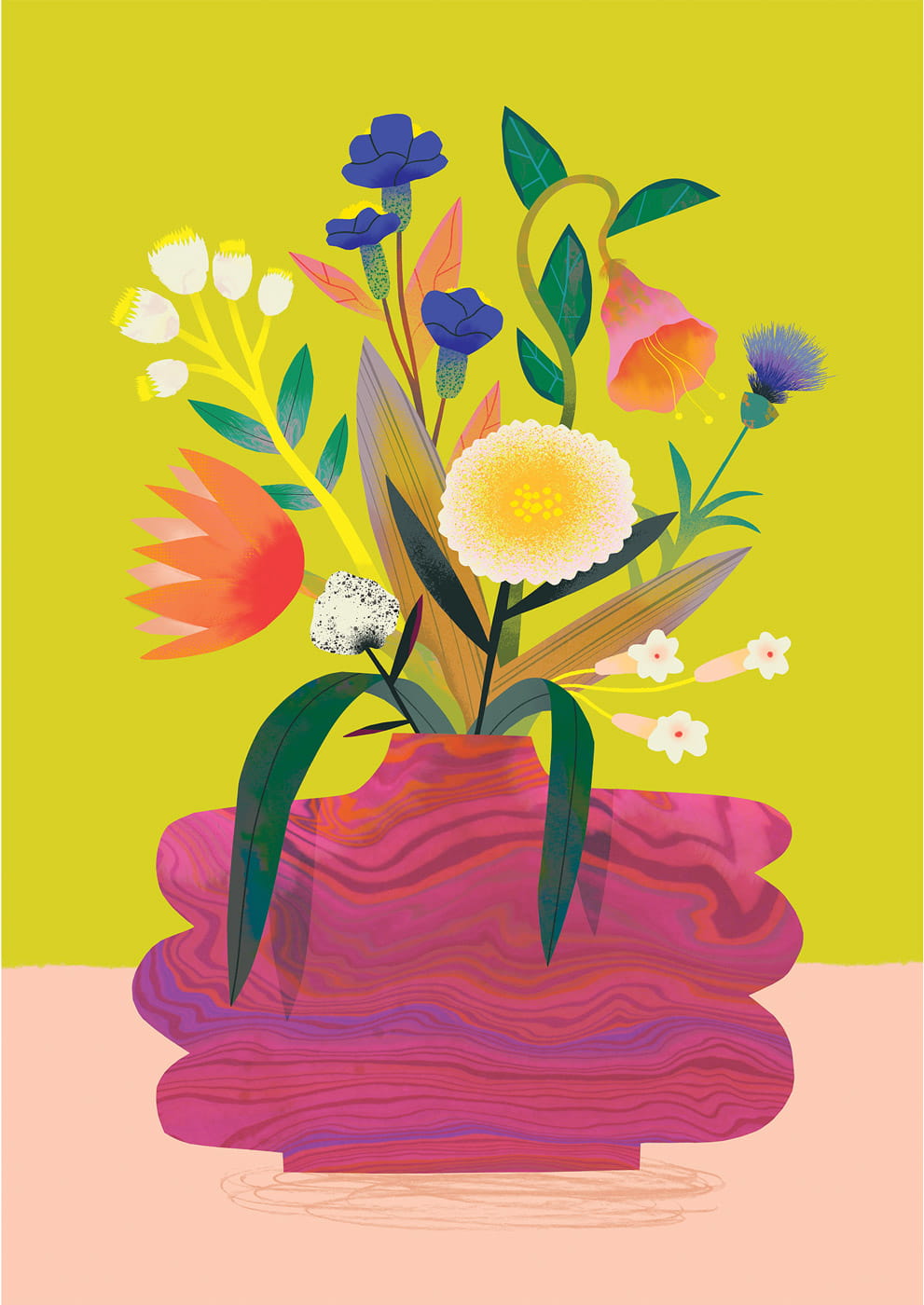 Flower Bunch Lime | XL Postcard