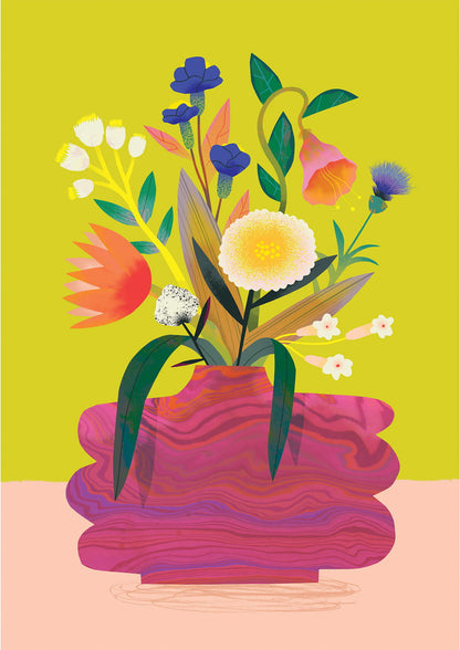 Flower Bunch Lime | XL Postcard