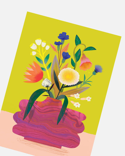Flower Bunch Lime | XL Postcard