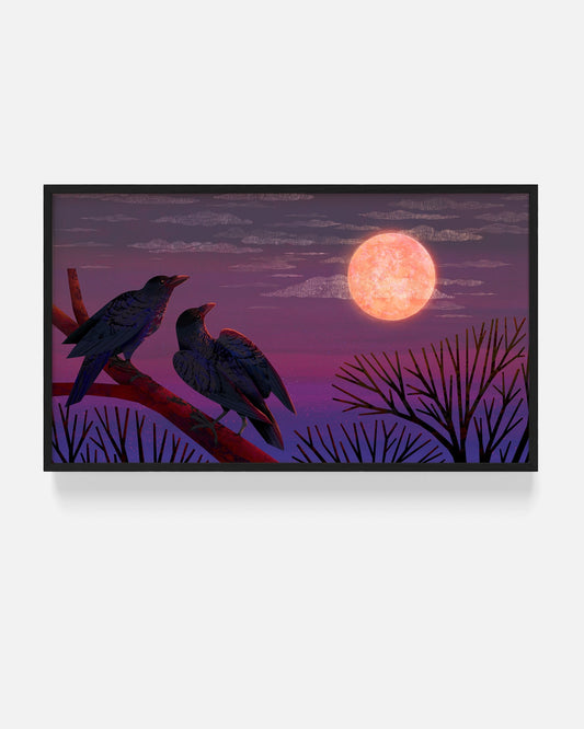 Crows & Moon | Art Print