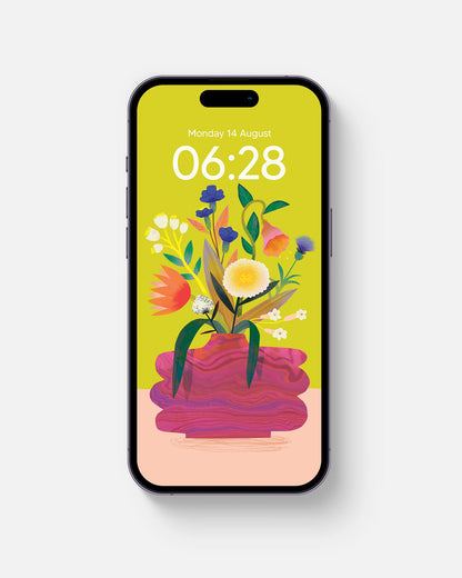Flower Bunch Lime | Device Wallpaper