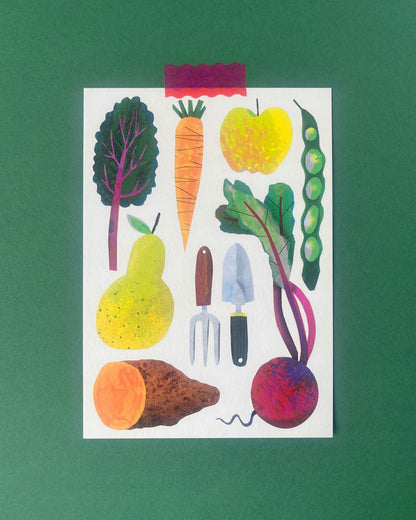 Harvesting the Allotment | Postcard